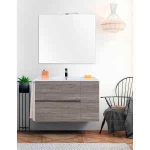 Mueble de baño itaca con lavabo y espejo 60x35cm roble smoky