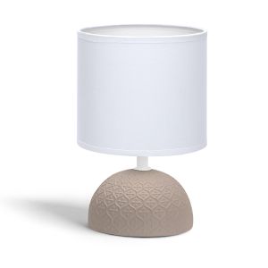 Aigostar lámpara cerámica marrón, tela blanca, e14