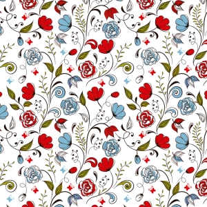 Papel pintado floral rojo fondo blanco 58cm ancho por 350cm alto