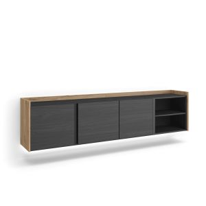 Mueble tv, 207x35x50cm, colgado, suspendido, LED rf4841
