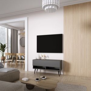 Mueble tv contemporáneo - antracita - patas negras - 100 x 32 x 52 cm