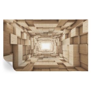 Murales autoadhesivos túnel de madera 416x254 tulup
