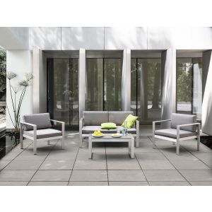 Banco de jardín con cojín salerno 142 cm metal gris claro