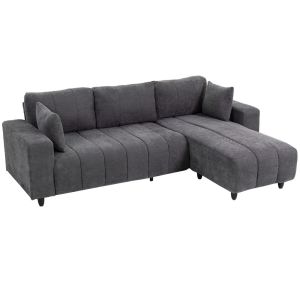 Sofá chaise longue 242x156x87 cm lino sintético color gris Homcom