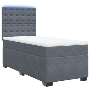 vidaXL cama box spring con colchón terciopelo gris oscuro 100x200 cm