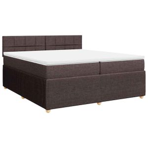 vidaXL cama box spring con colchón tela marrón oscuro 200x200 cm