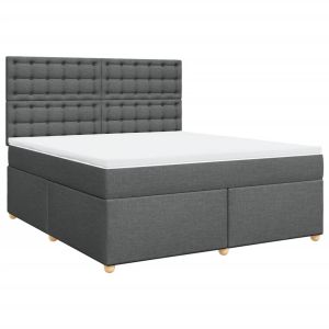 vidaXL cama box spring con colchón tela gris oscuro 180x200 cm