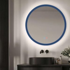 LEDimex - espejo redondo baño con luz LED 80cm retroiluminado, sensor azul