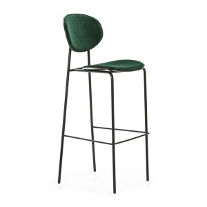 Taburete alto 42x51x107 metal negro, abs negro, terciopelo 7033-27 verde os