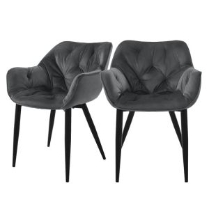 2x sillas de comedor antracita tapizado de terciopelo ergonómico