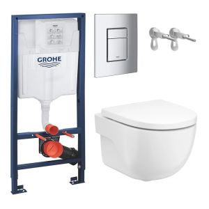 Pack cisterna grohe rapid sl y pulsador cromo br con inodoro roca meridian