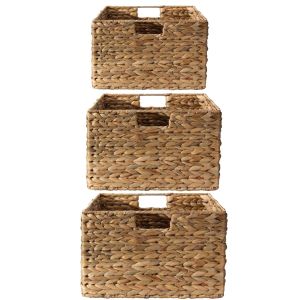 Calicosy - cestas de jacinto de agua con estructura de metal - pack de 3