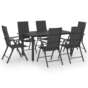 vidaXL juego de comedor para jardín 7 piezas negro