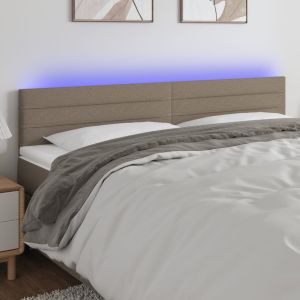 Cabecero con LED de tela gris taupe 180x5x78/88 cm eerf4251