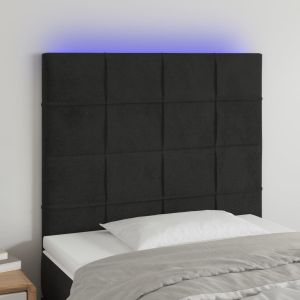 Cabecero con luces LED terciopelo negro 80x5x118/128 cm eso6702