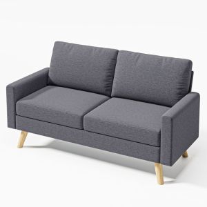 Sofá de 2 plazas - bealife - escandinavo - lino gris oscuro - 2 cojines - 2