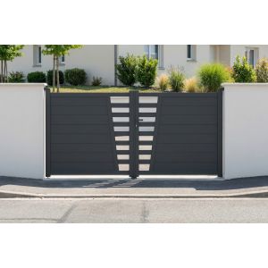 Puerta batiente 3 m cervina h.140cm alu gris