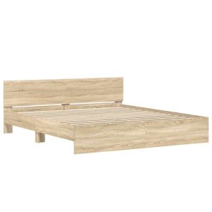 vidaXL estructura de cama con cabecero roble sonoma 200x200 cm