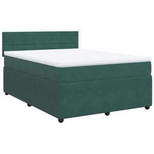 vidaXL cama box spring con colchón terciopelo verde oscuro 160x200 cm