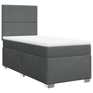 vidaXL cama box spring con colchón tela gris oscuro 100x200 cm