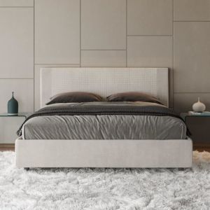 Cama doble tapizada 160x200 - cabecero acolchado - blanca