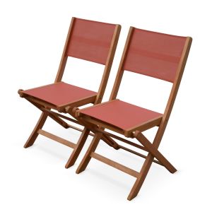 Silla de jardín plegable de madera de eucalipto, set de 2 terracotta