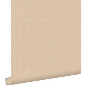Estahome papel pintado liso efecto lino beige cálido 53 cm x 10.05 m