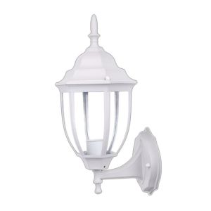 Farol de pared micenas para bombilla E27, exterior blanco aluminio