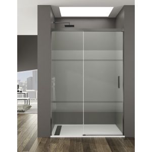 Mampara de ducha frontal basic 1+1 115-120cm serigrafiado perfil titanio