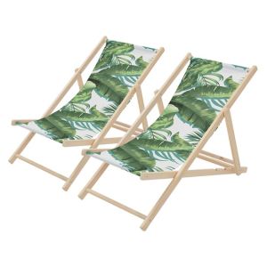 2x sillas de playa de madera con respaldo ajustable, diseño tropical
