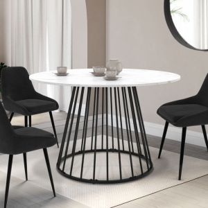 Mesa de comedor redonda - mármol blanco - 110 cm