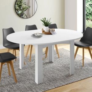 Mesa de comedor redonda extensible blanca - 110-150 cm