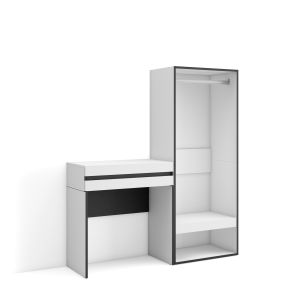 Consola entrada, 130x35x145cm, blanco, armario abierto rf3439