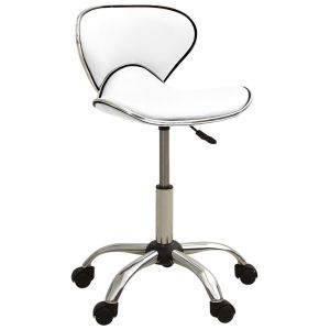 Silla de oficina/estudio/oficina de piel sintética blanca 02_0023986