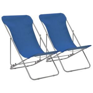 vidaXL sillas de playa plegables 2 unidades acero y tela oxford azul