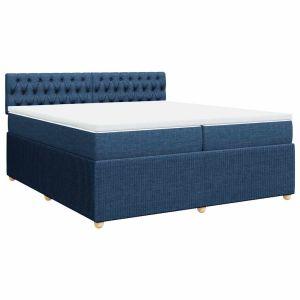 vidaXL cama box spring con colchón tela azul 200x200 cm