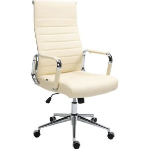 Silla de oficina ajustable de cuero beige - 58 cm