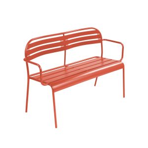Banco exterior de acero, 2 plazas, amelia, terracotta, 118x52x80 cm