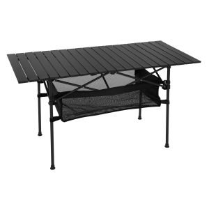Mesa plegable de camping 118x55x64,5 cm de aluminio negro