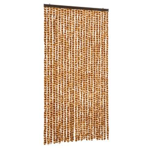 vidaXL cortina antimoscas chenilla ocre y blanco 100x230 cm