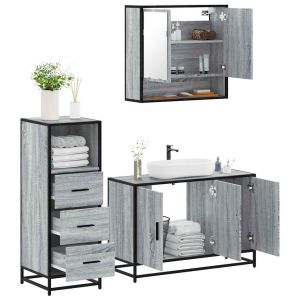 Set de muebles de baño 3 pzas madera contrachapada gris sonoma esb4527