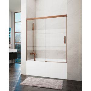 Mampara de bañera frontal + corredera basic 165-170cm serigrafiado cobre