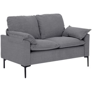 Sofá dos plaza 130x77x84 cm terciopelo color gris Homcom