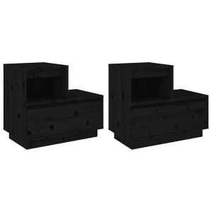 Casa lúmina - set  de 2 mesita de noche negro madeira  60 x 34 x 51 cm