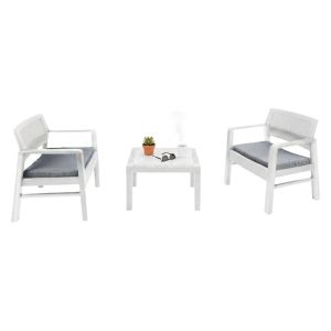 Set sala de exterior floritan: mesa, plástico blanco