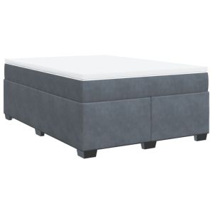 vidaXL cama box spring con colchón terciopelo gris oscuro 140x200 cm