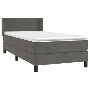 vidaXL cama box spring con colchón terciopelo gris oscuro 90x200 cm