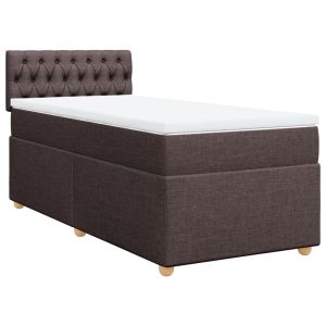 vidaXL cama box spring con colchón tela marrón oscuro 90x200 cm