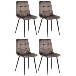 Sillas comedor tilde tapizadas gris 4 piezas - 88 cm