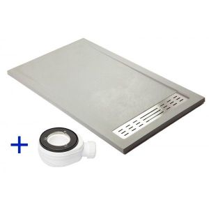 Plato de ducha premium gris - 100x120cm - resina con cargas minerales